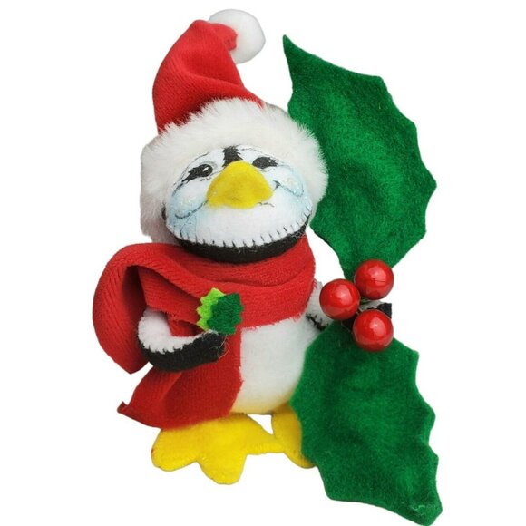 2009 Annalee Christmas Penguin Holly Berry Red Scarf Santa Hat Holiday Retired - Picture 13 of 13